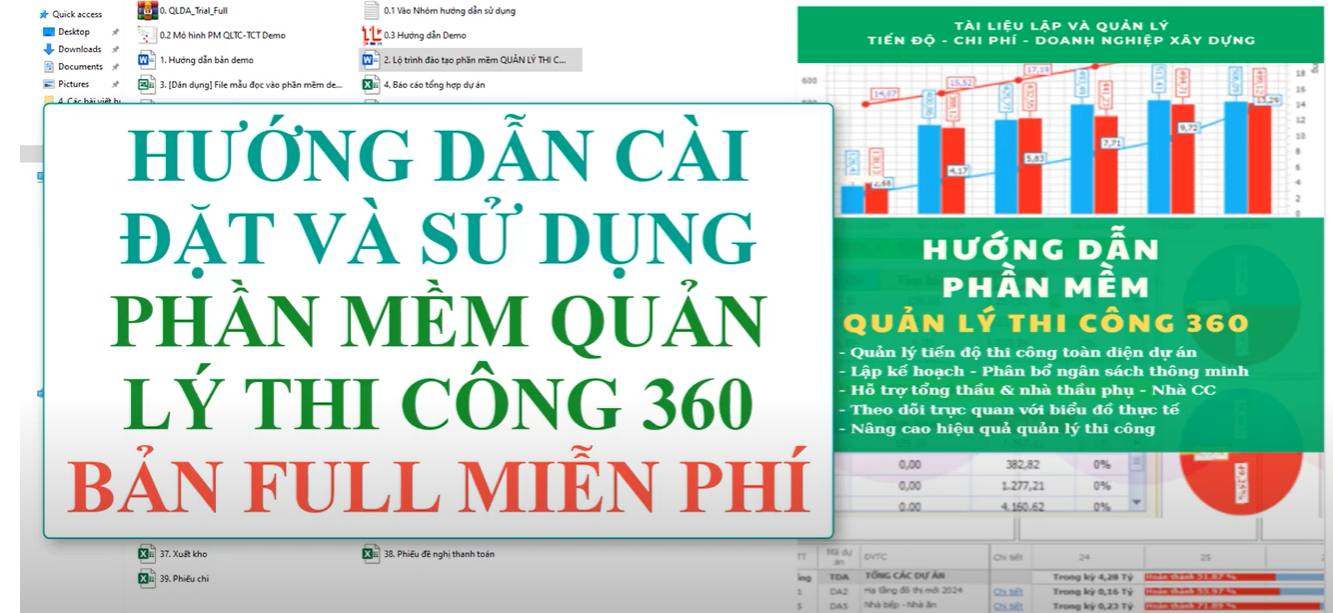 Hướng dẫn cài đặt và sử dụng phần mềm Quản lý dự án thi công 360 miễn phí demo